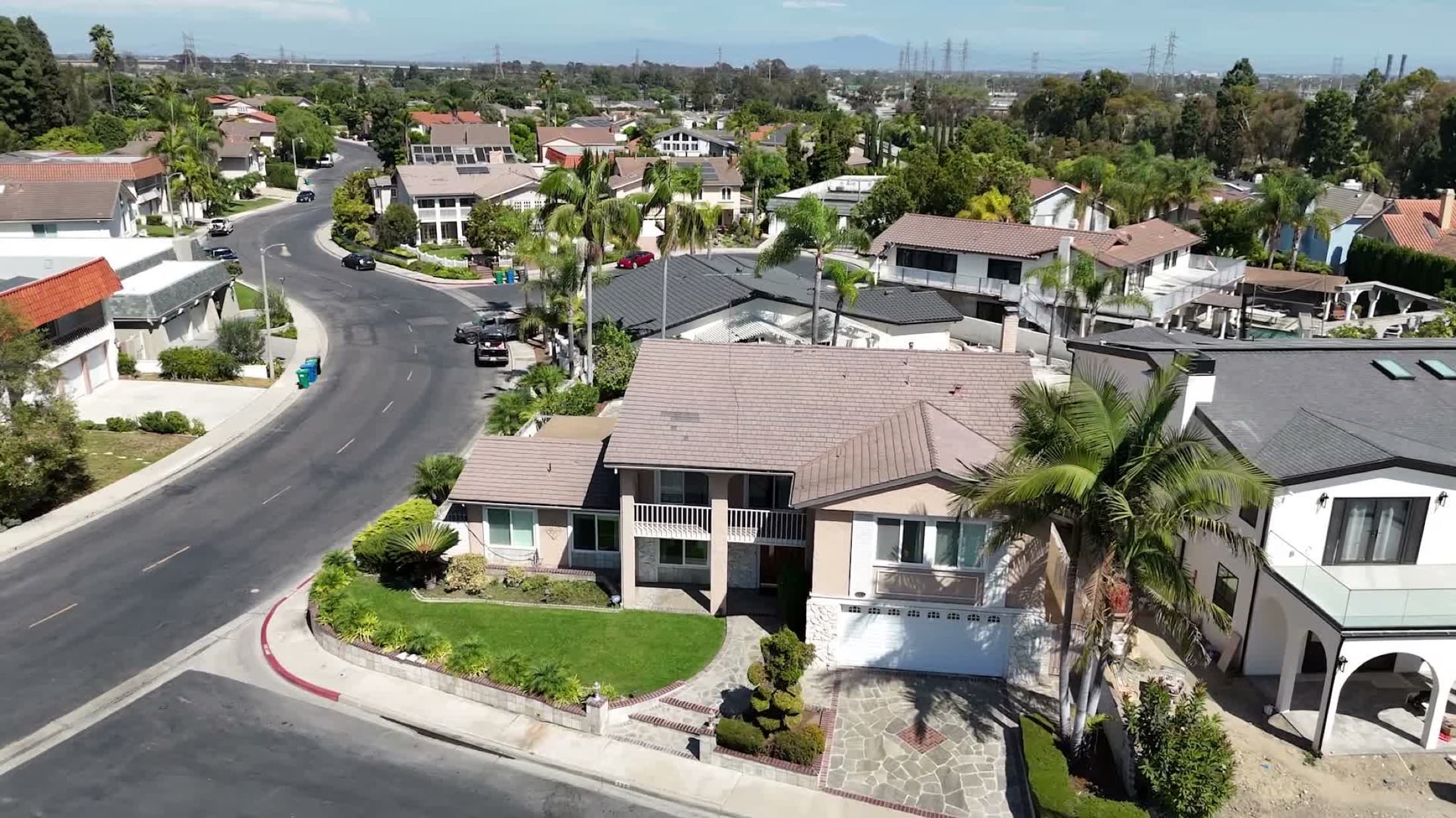 Aerial overview of 720 Pepper Tree Lane and surrounding neighborhood